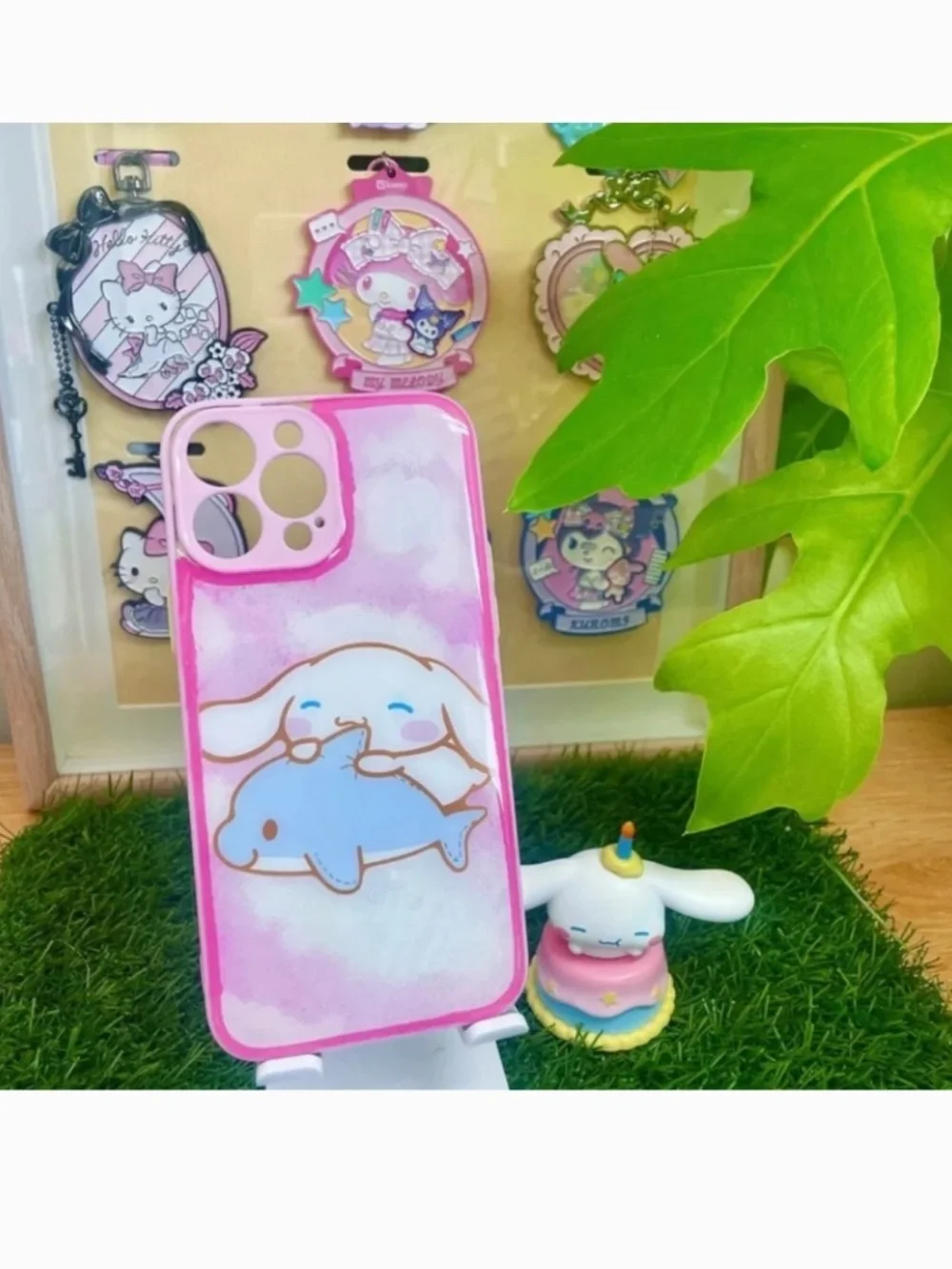 iPhone 13promax cartoon case,Handmade case with free gift beads chain